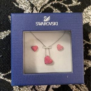 Swarovski crystal heart necklace and earring set